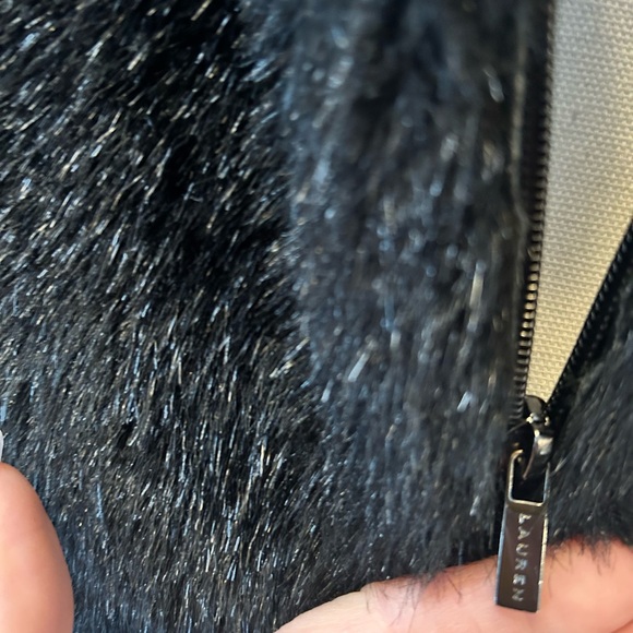 Lauren Ralph Lauren Black Faux Fur Vest Front Zipper Pockets Lined Med - Picture 7 of 16